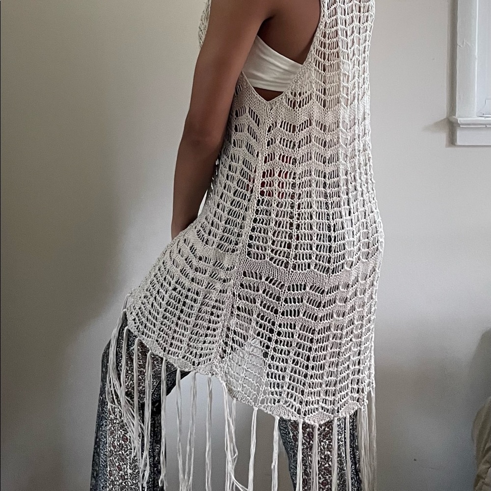 Long Knit String Cardigan